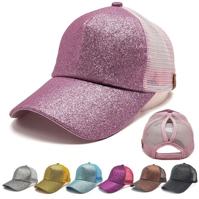 2018  Glitter Ponytail Baseball Cap Messy Summer Mesh Caps Sun Hat New  eb-42813278